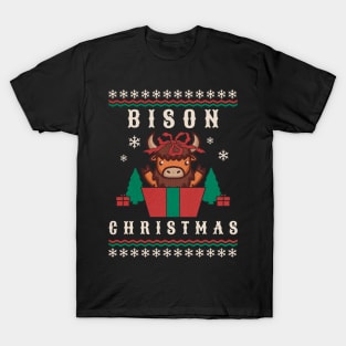 Santa Bison Animal Xmas Lighting Ugly Bison Christmas T-Shirt